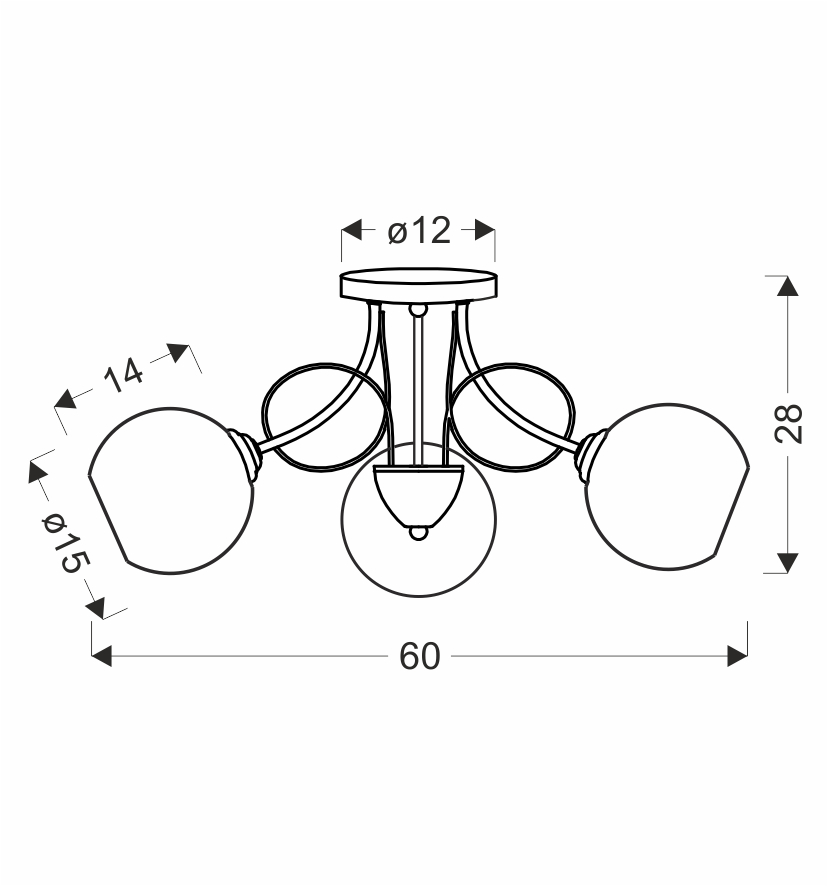 TARTINE lampa sufitowa chromowy 3x40W E27 klosz biały - obrazek 3