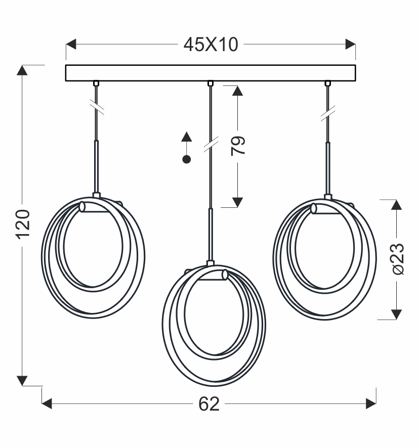 CROMA lampa wisząca czarny+chromowy 3x12W LED 3000, 4000, 6000K osłonka biała - obrazek 3