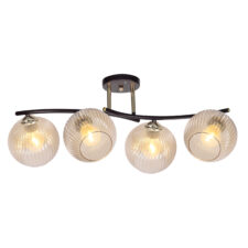 MANON lampa sufitowa brunatny+złoty 4x40W E27 klosz bursztynowy