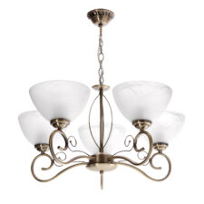 HORIZON lampa wisząca patynowy 5x40 E27 klosz biały