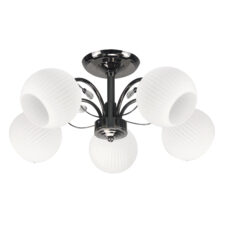 NEROS lampa sufitowa czarny perłowy 5x40W E27 klosz biały