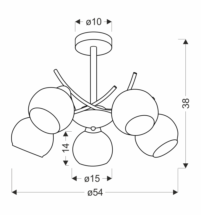 LUNORE lampa wisząca złoty 5x40W E27 klosz bursztynowy - obrazek 3