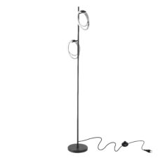 CROMA lampa podłogowa czarny+chromowy 2x12W LED 3000K osłonka biała