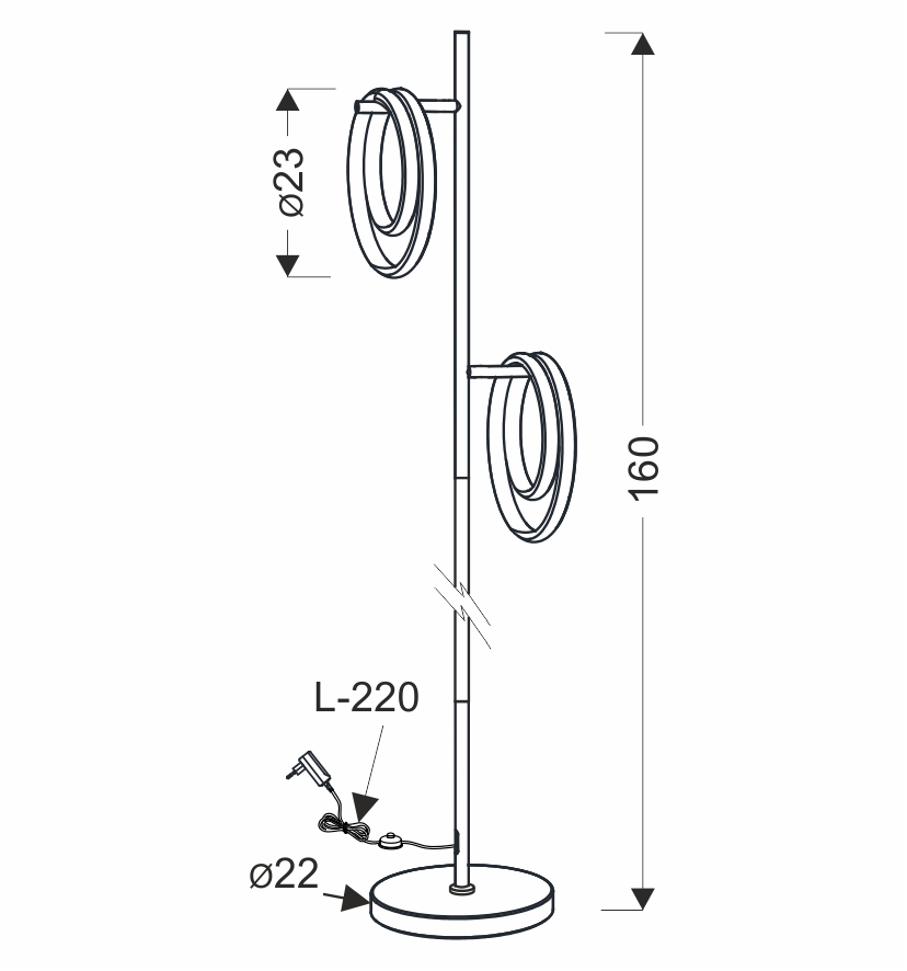 CROMA lampa podłogowa czarny+chromowy 2x12W LED 3000K osłonka biała - obrazek 3