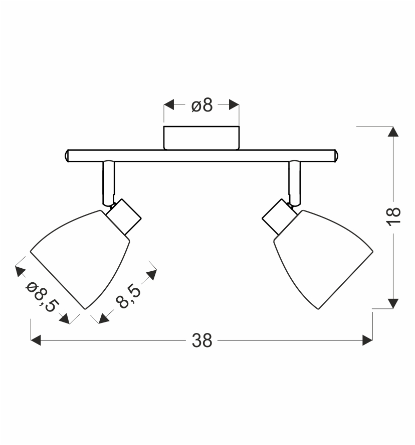 JEFFREY lampa sufitowa listwa chromowy 2x40W G9 klosz dymiony - obrazek 3