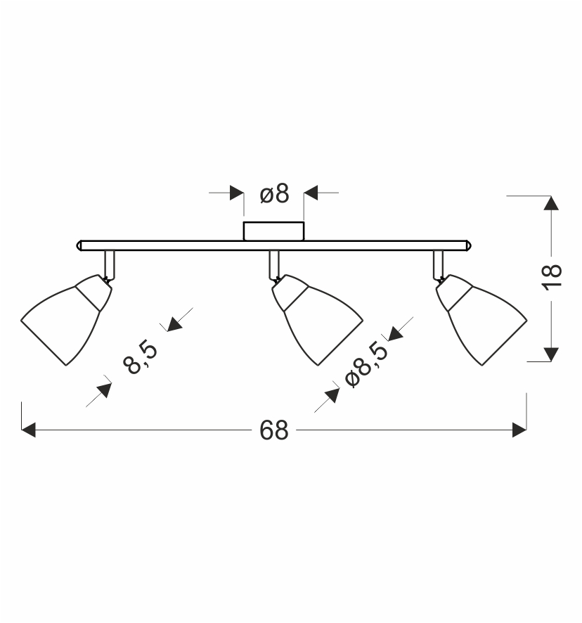 ESTELLO lampa sufitowa listwa chromowy 3x40W G9 klosz dymiony - obrazek 3