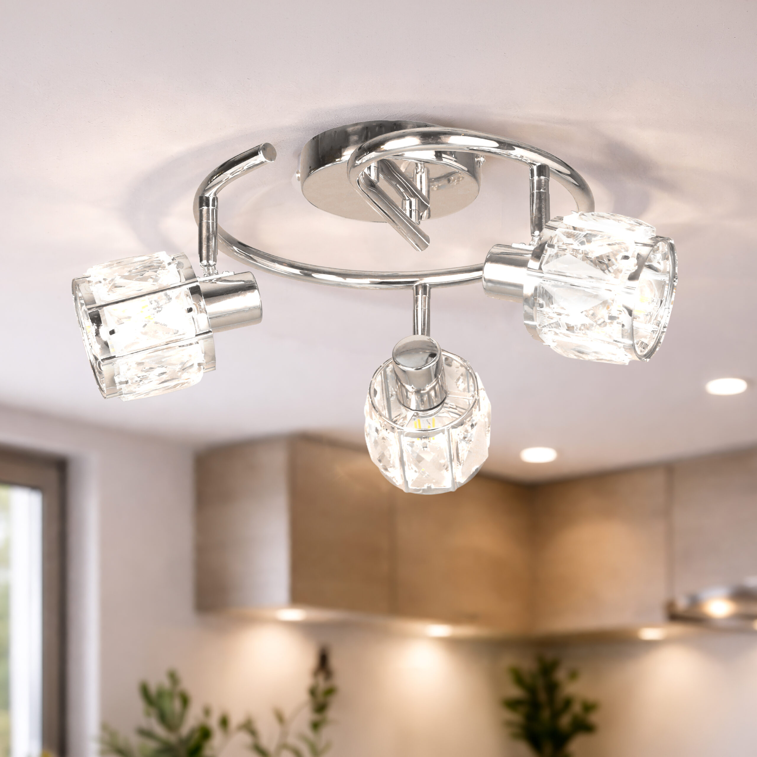 Dubai lampa sufitowa spirala chromowy 3x40W E14 klosz chromowy kryszt transp - obrazek 3