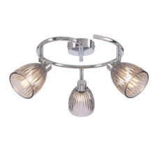 JEFFREY lampa sufitowa spirala chromowy 3x40W G9 klosz dymiony