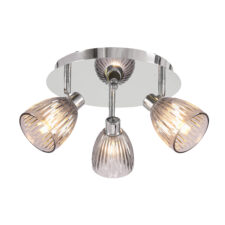JEFFREY lampa sufitowa plafon chromowy 3x40W G9 klosz dymiony