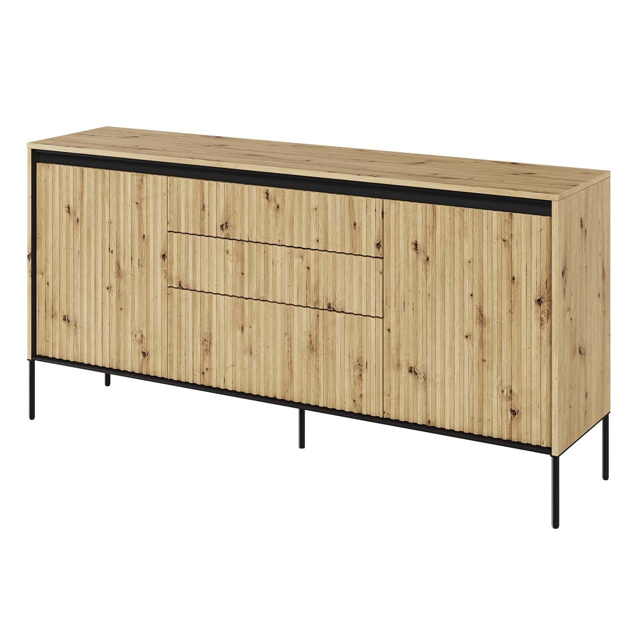 Komoda 2D3S z oświetleniem dąb artisan/czarny TREND TR01 - obrazek 3