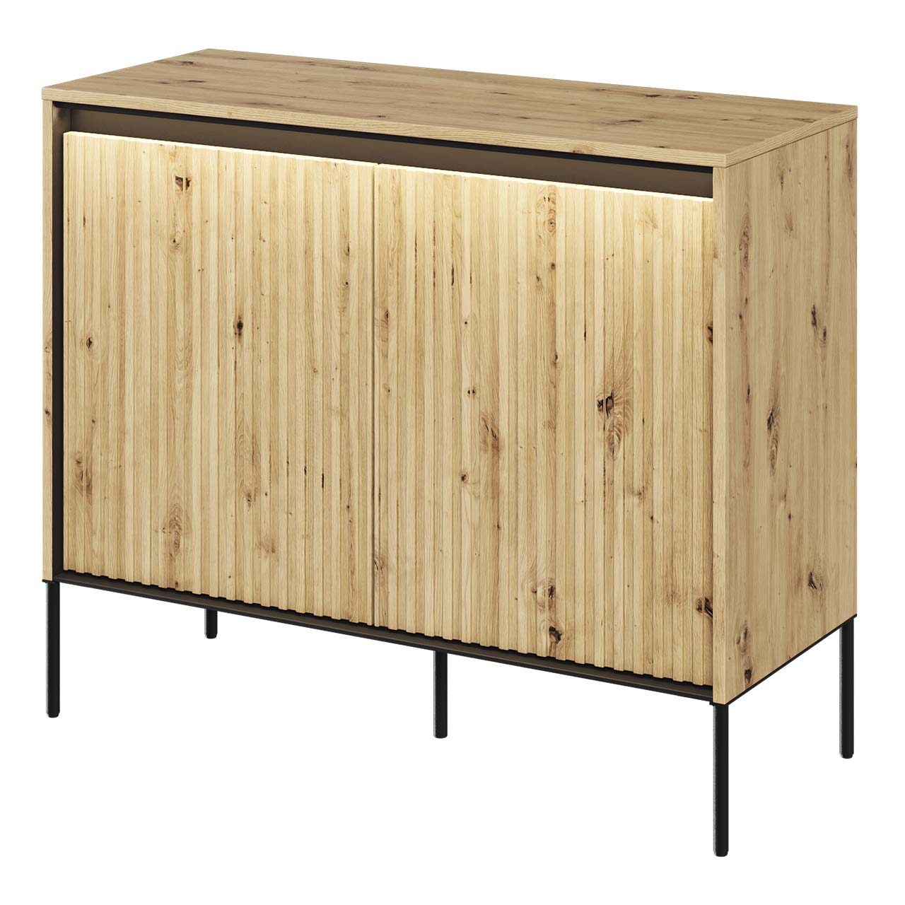 Komoda 2D z oświetleniem dąb artisan/czarny TREND TR02