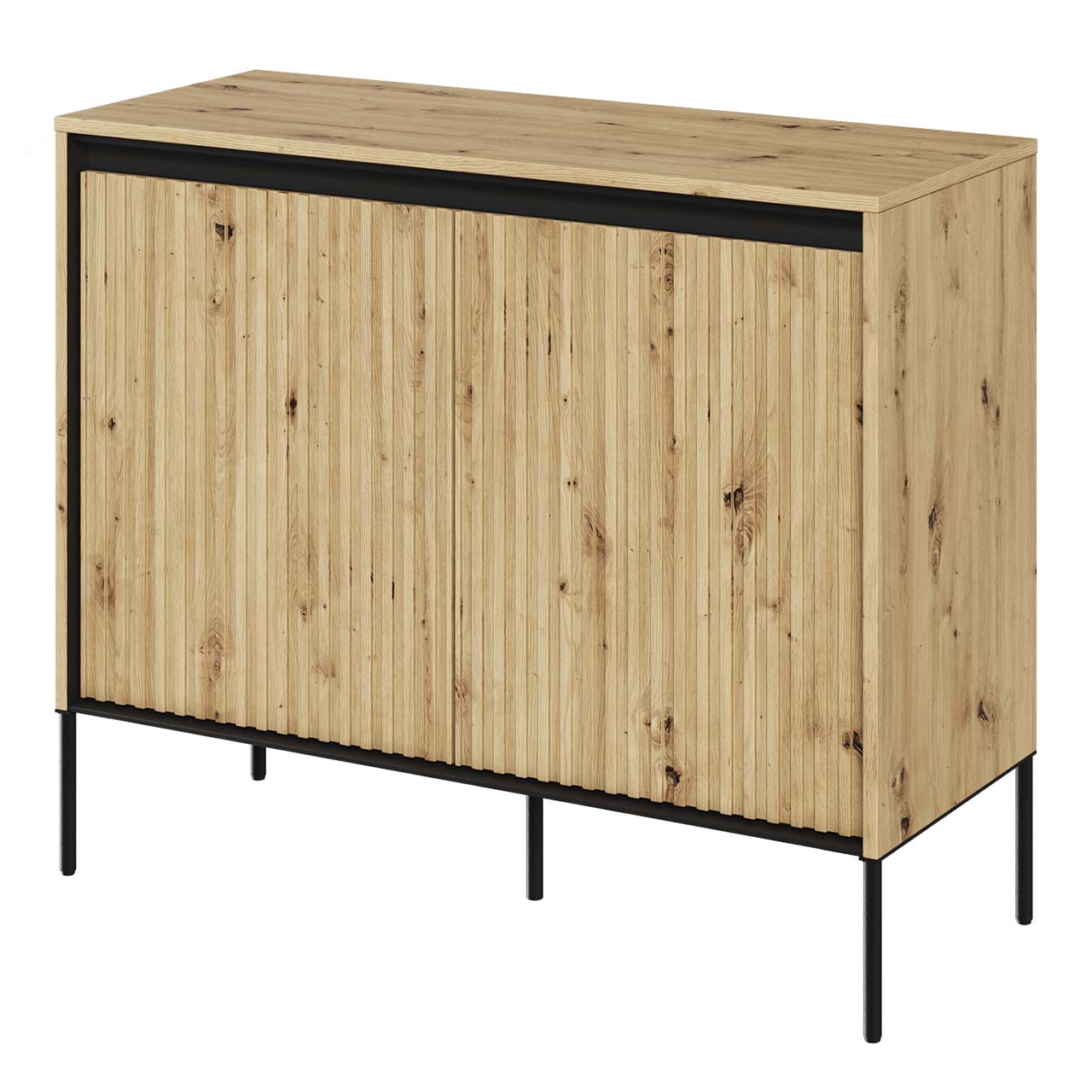 Komoda 2D z oświetleniem dąb artisan/czarny TREND TR02 - obrazek 3