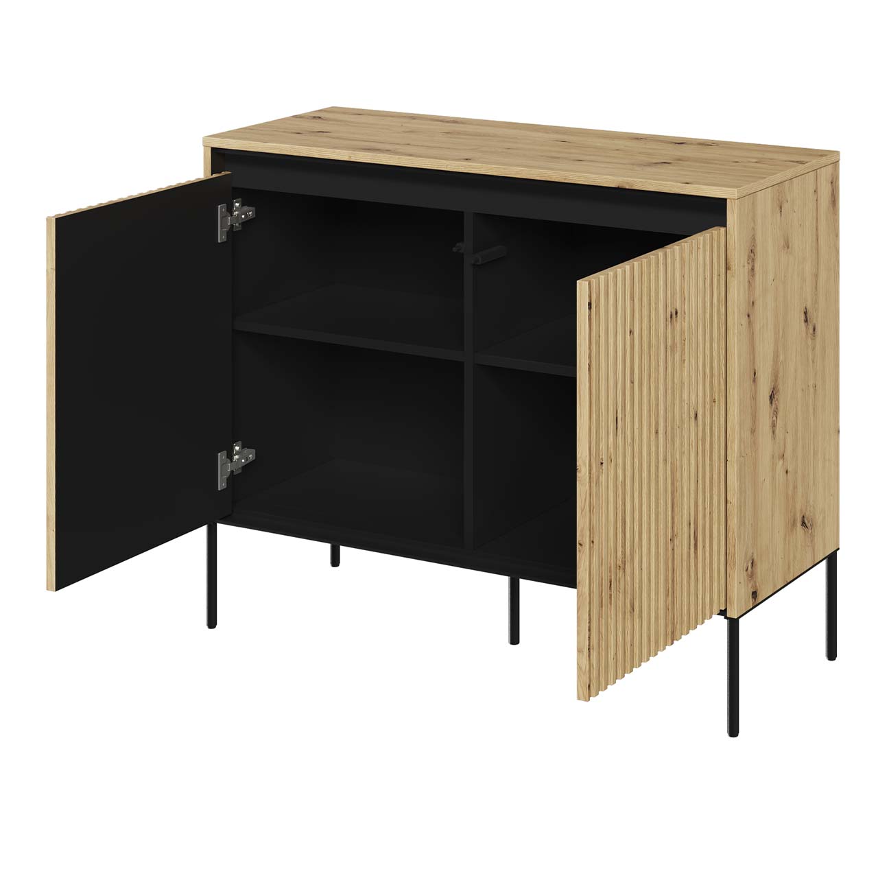 Komoda 2D z oświetleniem dąb artisan/czarny TREND TR02 - obrazek 4