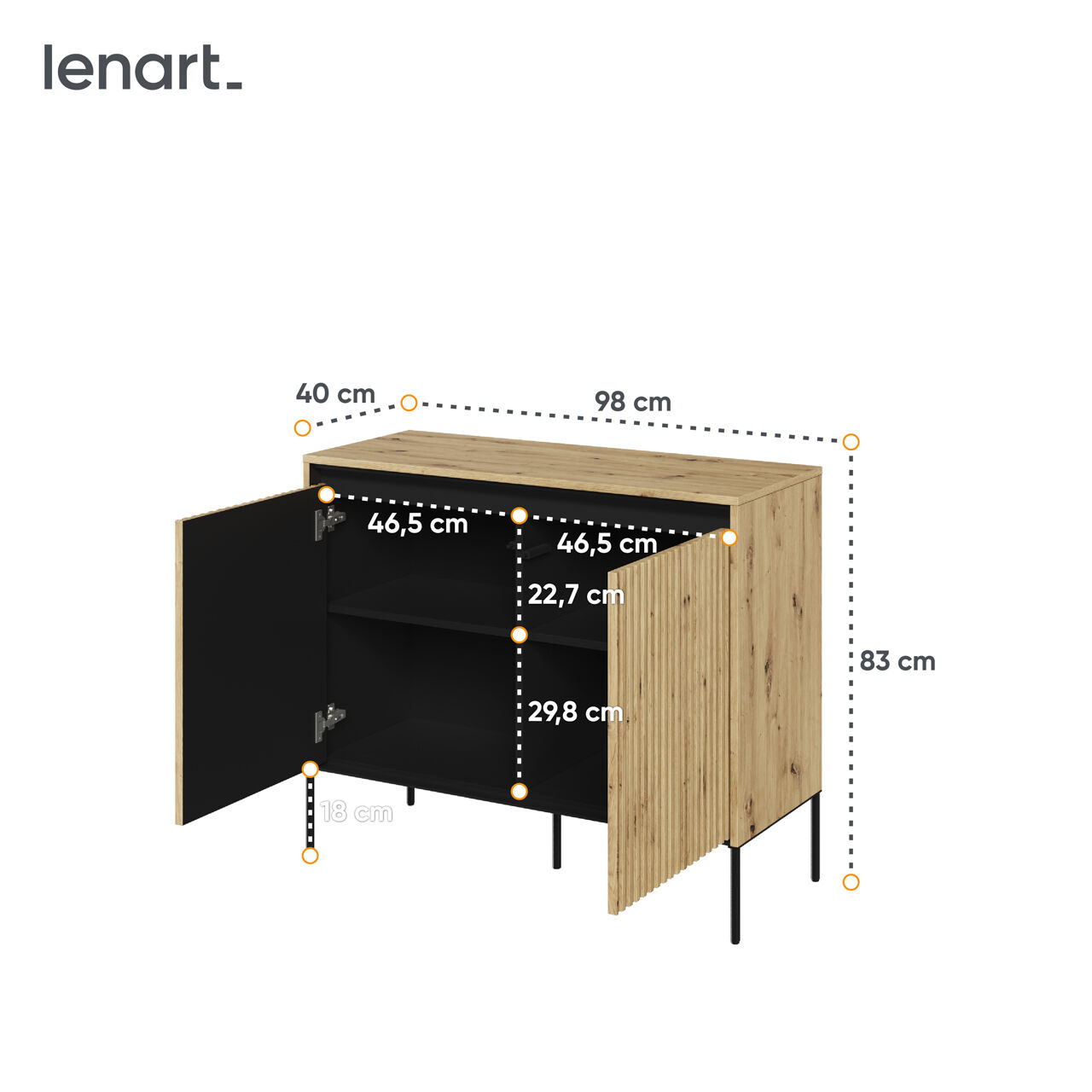 Komoda 2D z oświetleniem dąb artisan/czarny TREND TR02 - obrazek 5