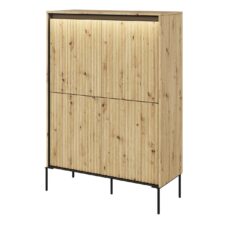 Komoda 4D z oświetleniem dąb artisan/czarny TREND TR03