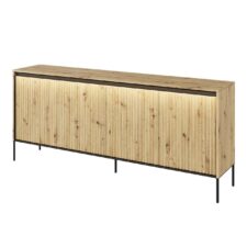 Komoda 4D z oświetleniem dąb artisan/czarny TREND TR04