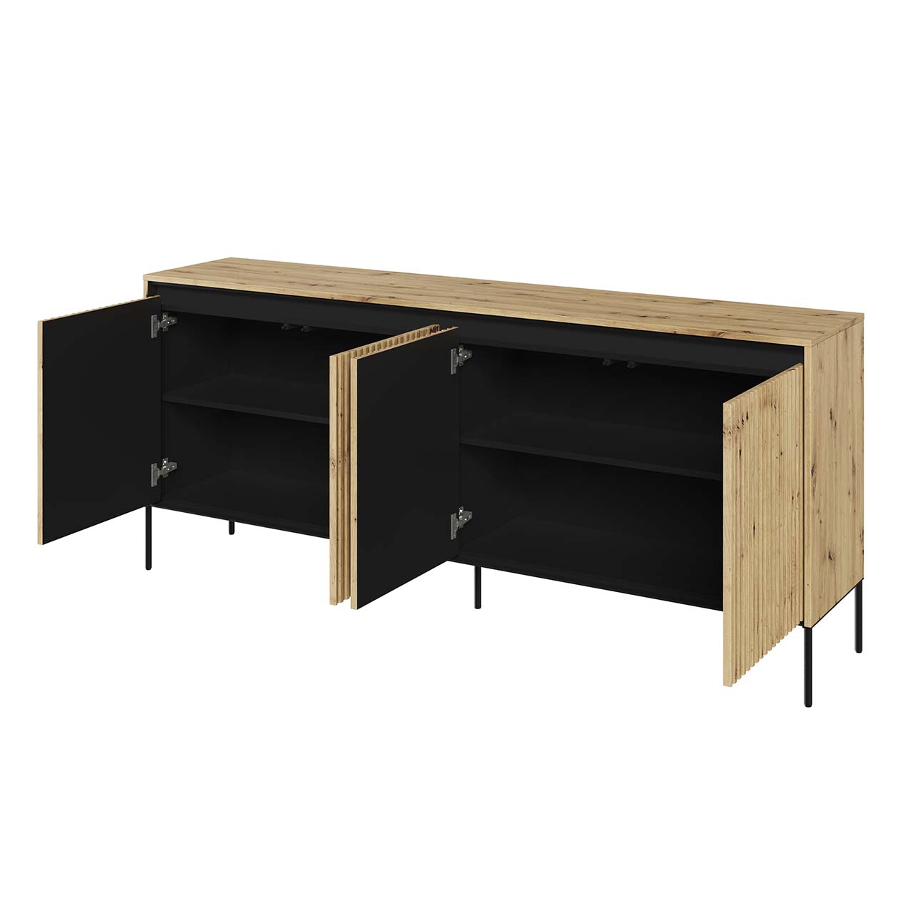 Komoda 4D z oświetleniem dąb artisan/czarny TREND TR04 - obrazek 4