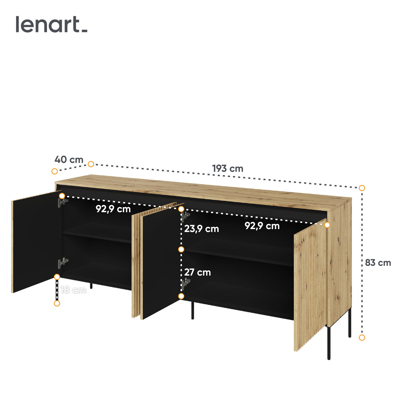 Komoda 4D z oświetleniem dąb artisan/czarny TREND TR04 - obrazek 5