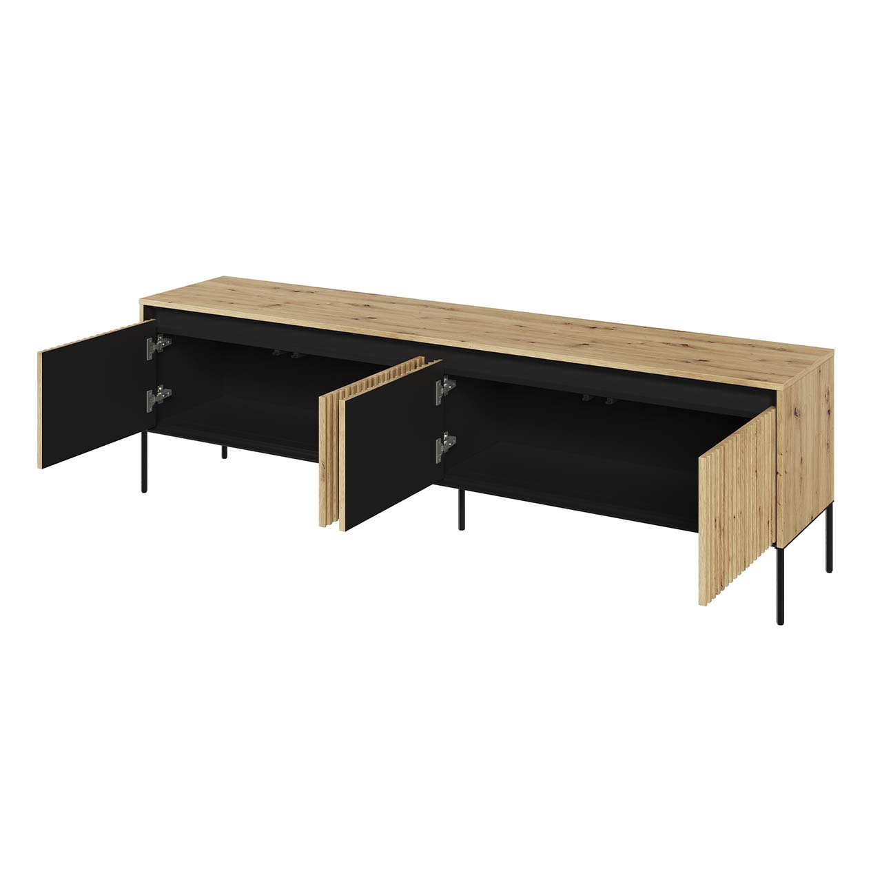 Komoda RTV 192 z oświetleniem dąb artisan/czarny TREND TR06 - obrazek 4