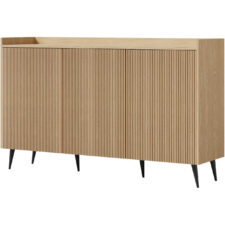 Elegancka komoda NEMO 02 dąb wiosenny - 3 drzwi, bezuchwytowy system PUSH-TO-OPEN, nowoczesna szafka do salonu i sypialni
