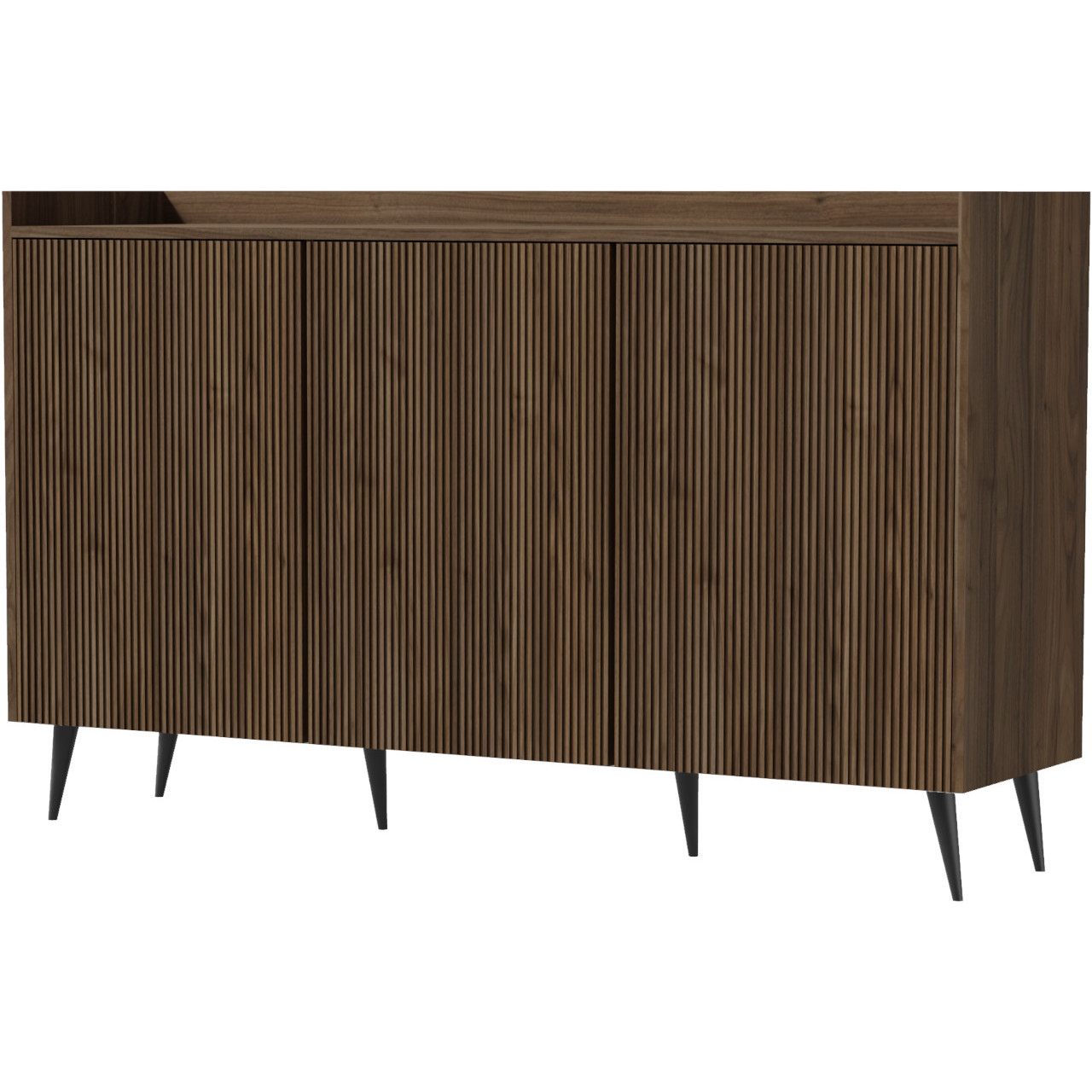 Komoda NEMO 02 3D – orzech, 3 zamykane fronty, praktyczna szafka do salonu i sypialni, nowoczesny design