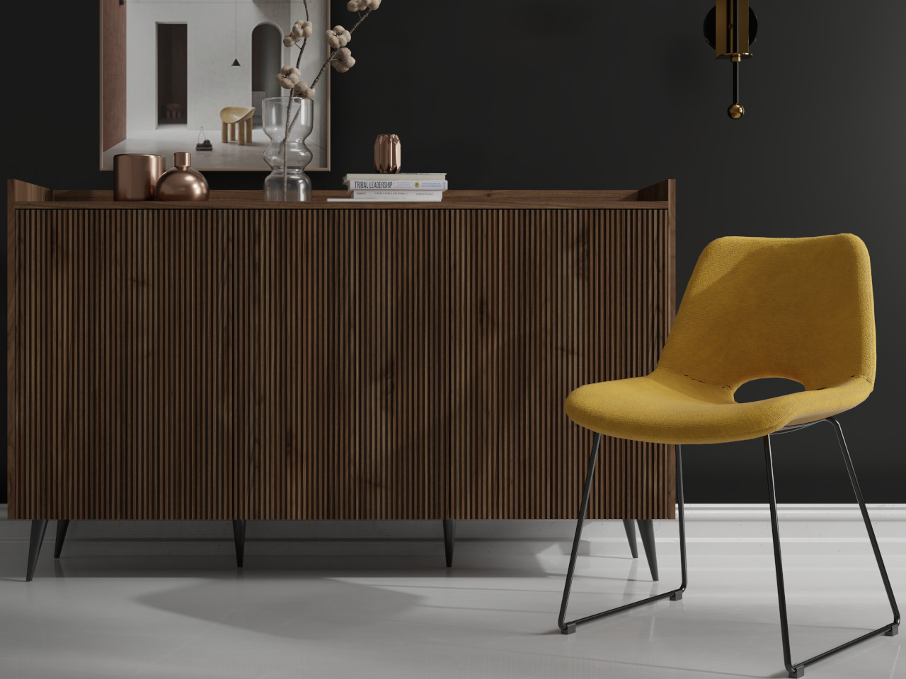 Komoda NEMO 02 3D – orzech, 3 zamykane fronty, praktyczna szafka do salonu i sypialni, nowoczesny design - obrazek 4