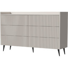 Komoda 150 cm NEMO 03 Kaszmir - sześć szuflad do organizacji przestrzeni, bezuchwytowe otwieranie PUSH-TO-OPEN, nowoczesna podstawa metalowa