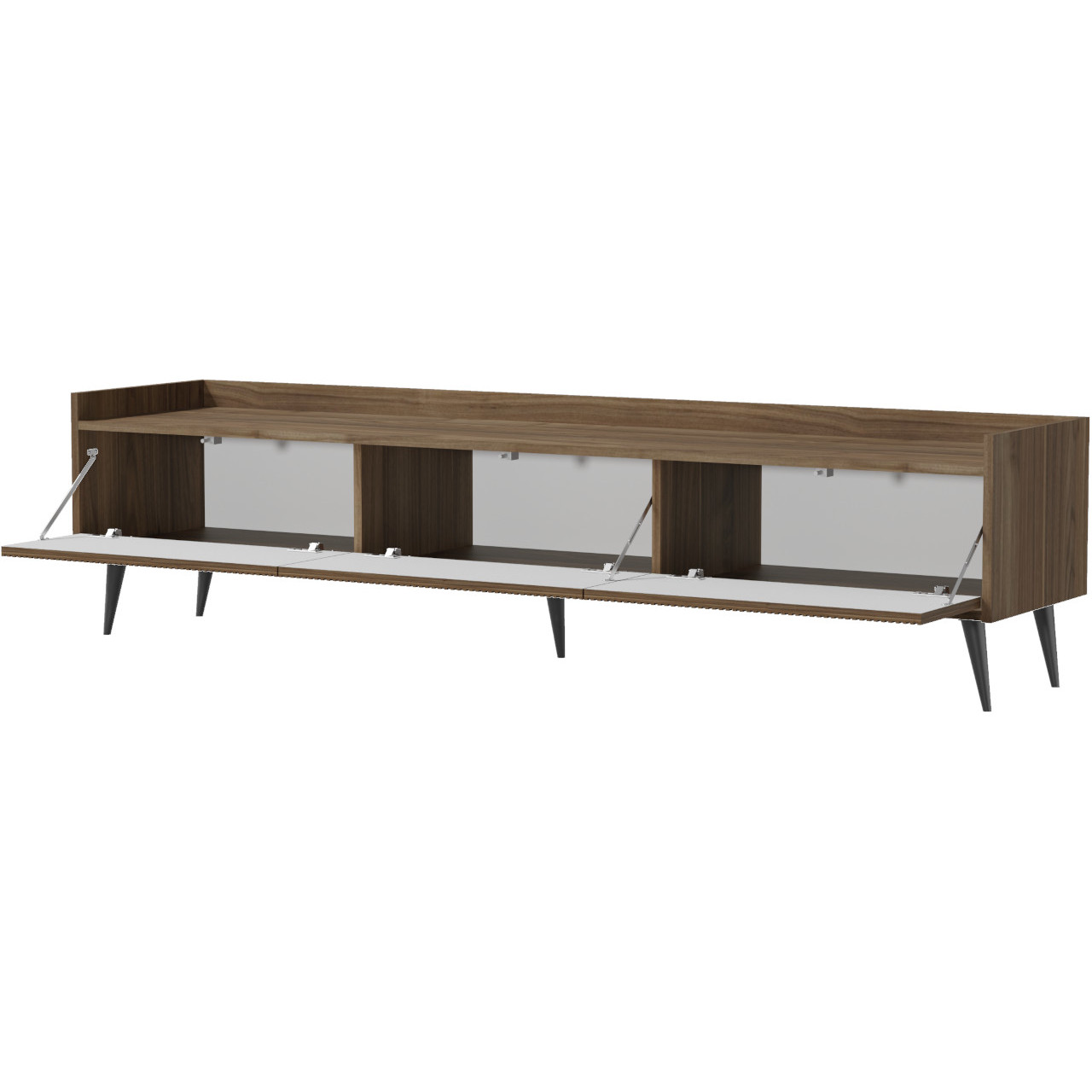 Komoda RTV NEMO 05 180 cm dąb wiosenny – trzy zamykane schowki i czarne metalowe nóżki - obrazek 3