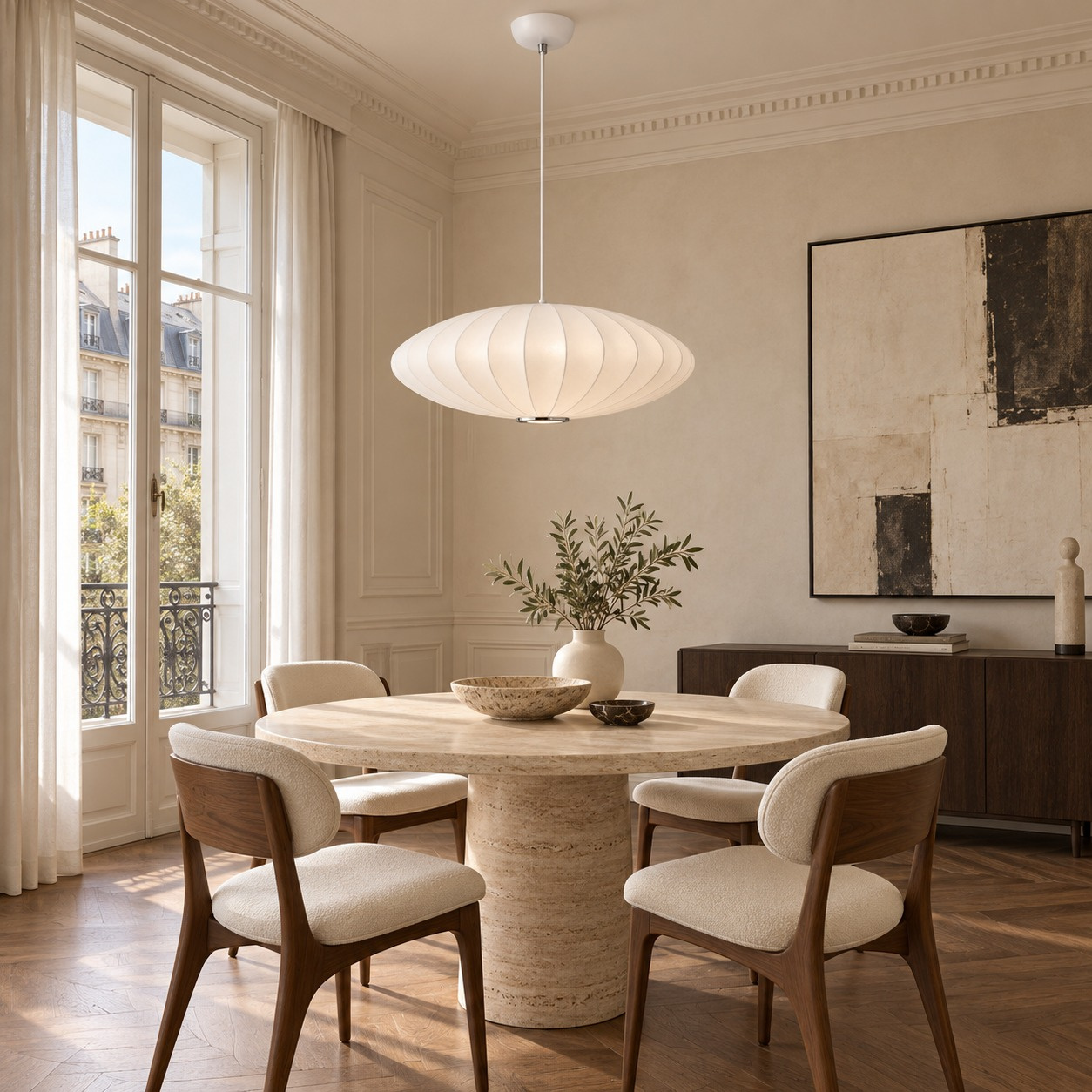 Lampa wisząca SILK FLAT biała 60 cm - obrazek 3