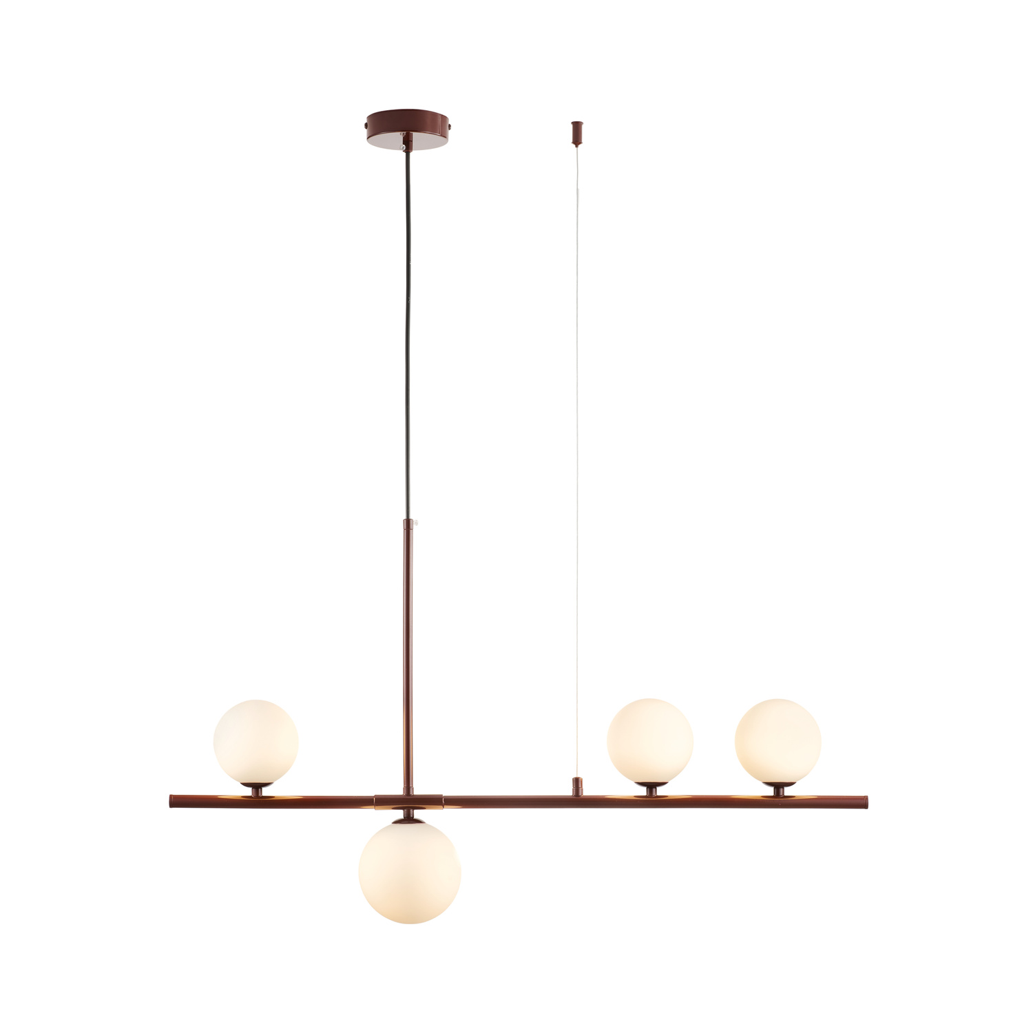 Lampa wisząca MODERNO 80 cm - burgundowa z białymi kloszami - obrazek 9