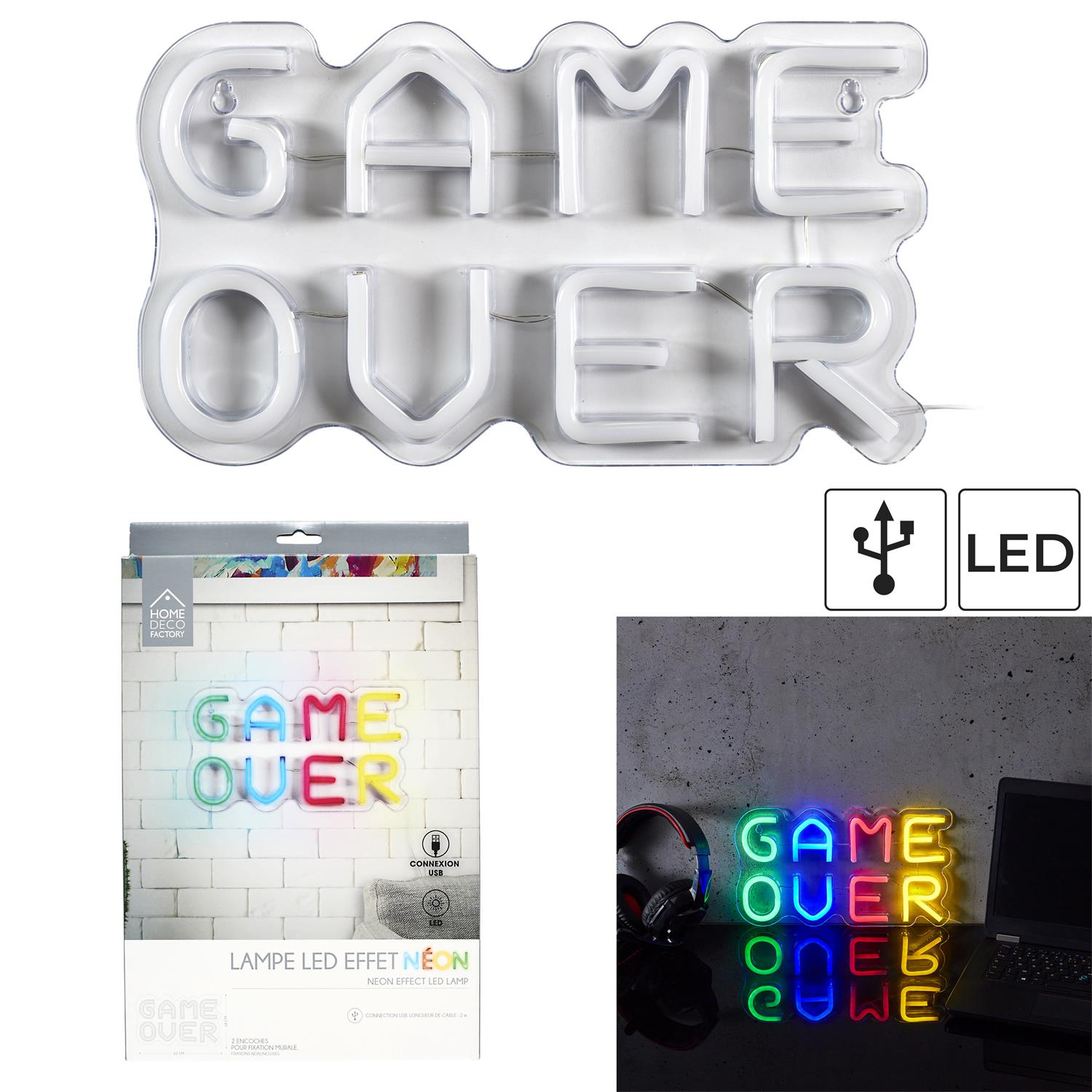 Lampka dekoracyjna LED GAME OVER neon na ścianę - obrazek 4