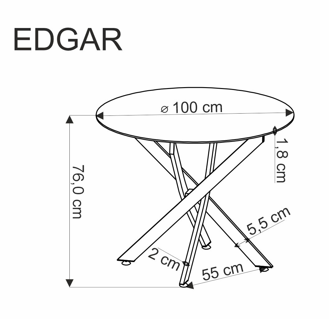 EDGAR stół, blat - orzechowy, nogi - czarny - obrazek 6