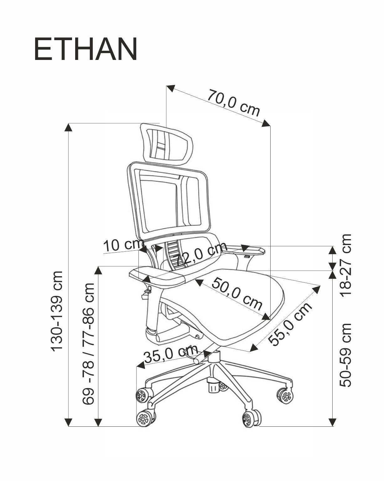 ETHAN fotel gabinetowy popielaty - obrazek 9