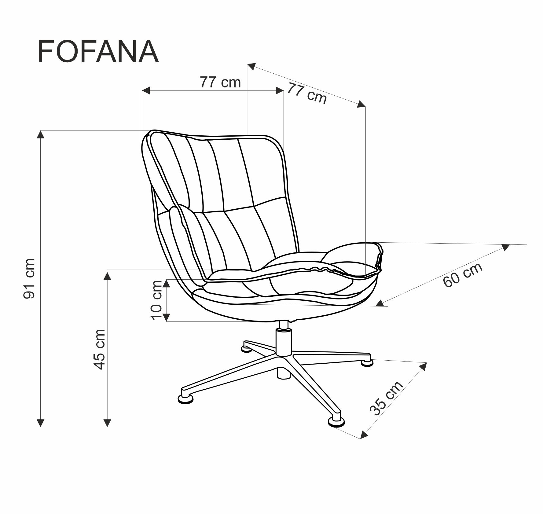 FOFANA fotel wypoczynkowy kremowy - obrazek 4