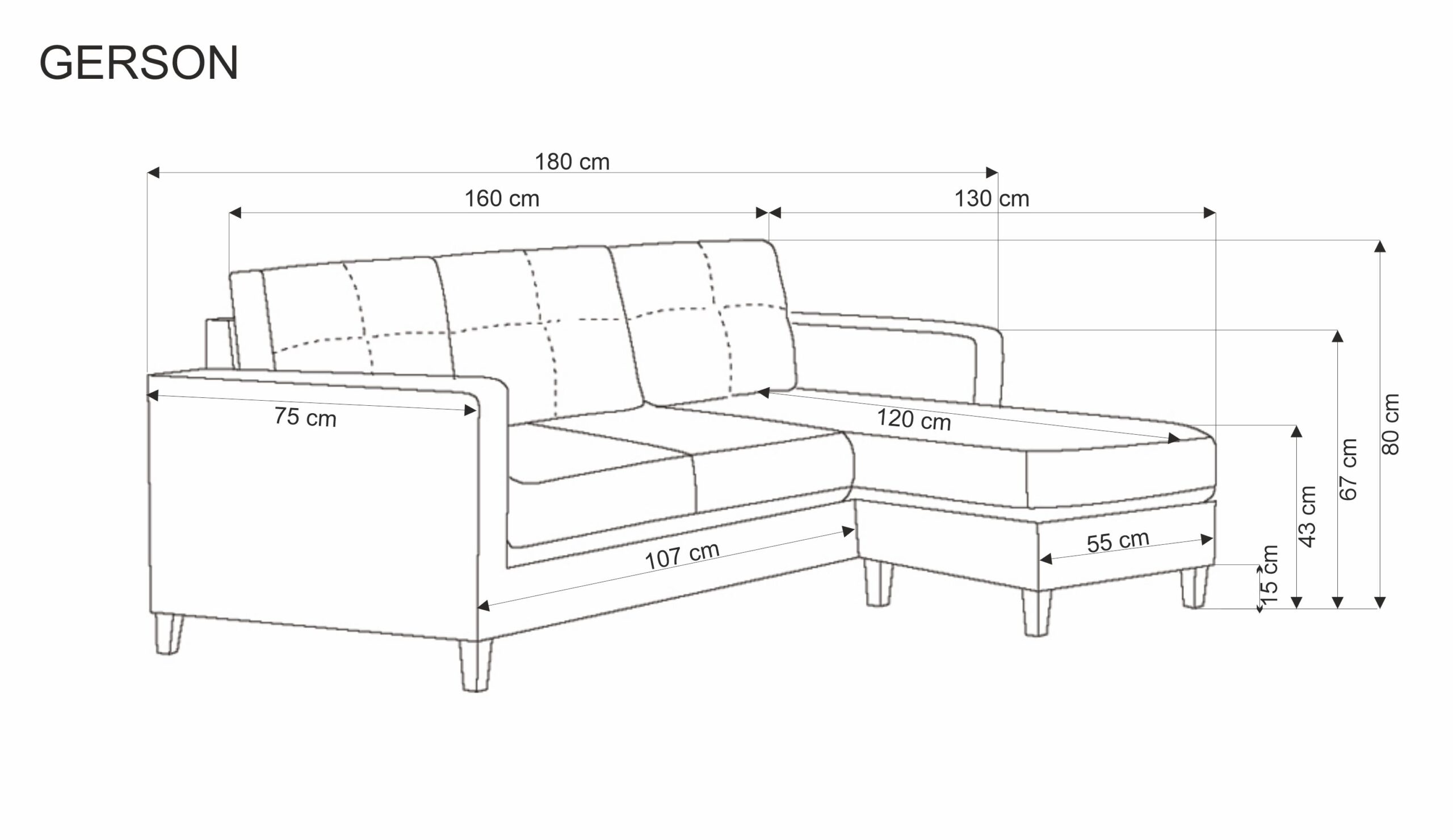 GERSON sofa z podnóżkiem popielaty - obrazek 8