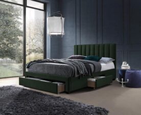 GRACE łóżko z szufladami ciemny zielony velvet