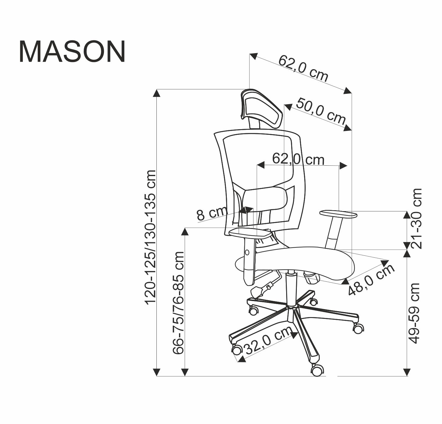 MASON fotel gabinetowy czarny - obrazek 4
