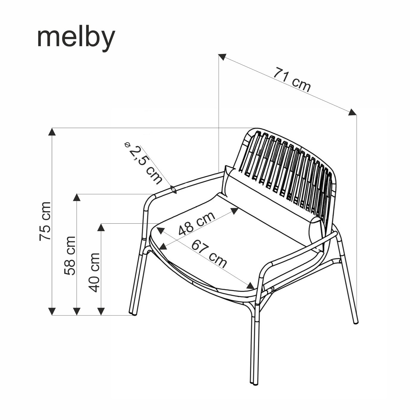 MELBY fotel wypoczynkowy, stelaż - biały, tapicerka - popielaty - obrazek 5