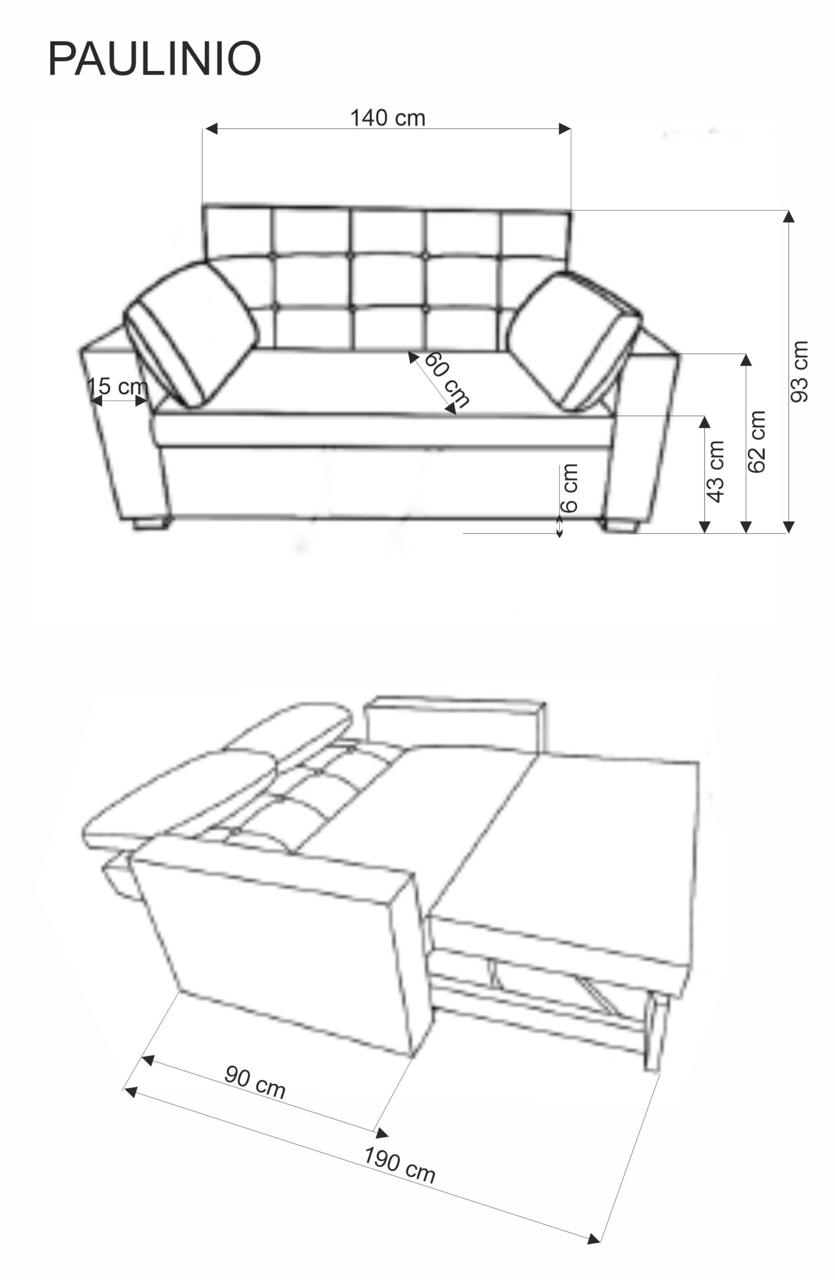 PAULINIO sofa rozkładana, popielaty - obrazek 7