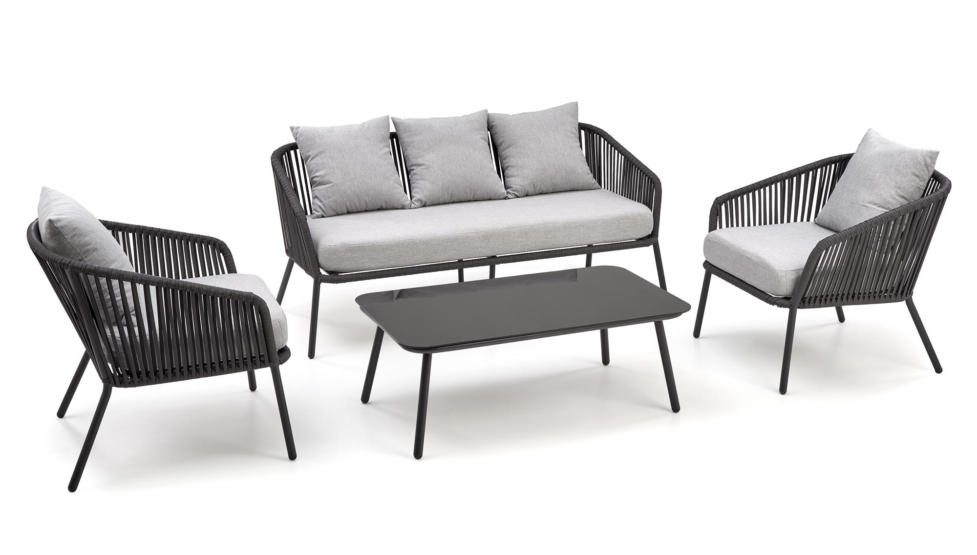 ROCCA zestaw ogrodowy ( sofa + fotel 2x + ława ), ciemny popiel / jasny popiel - obrazek 14