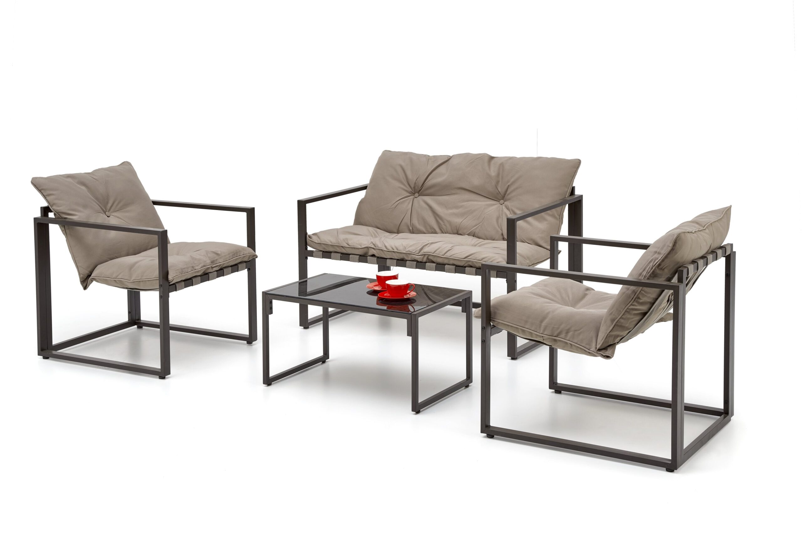 SHARK zestaw ogrodowy ( sofa + fotel 2x + ława ), ciemny brąz / cappuccino - obrazek 13