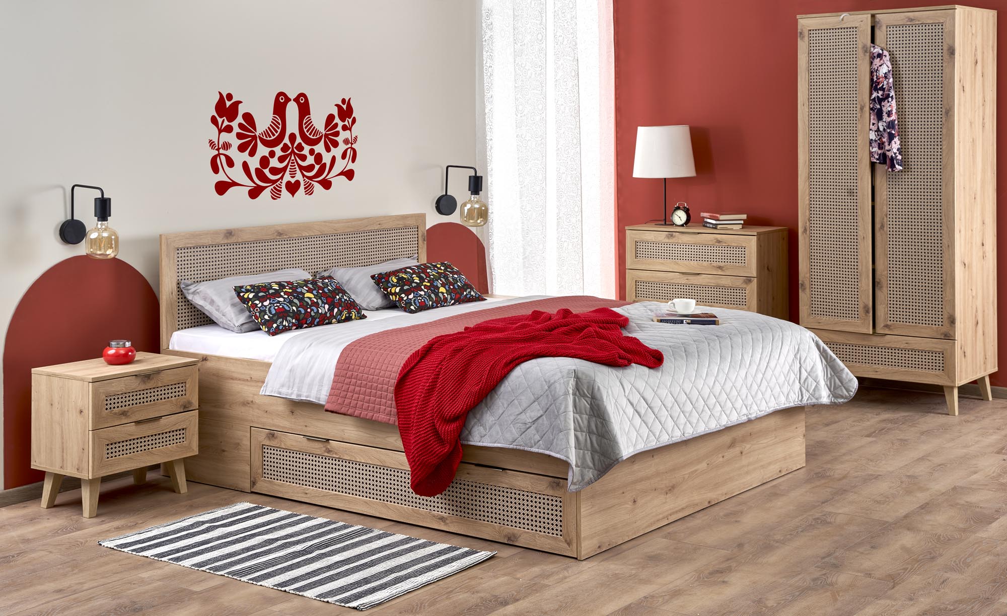 BORNEO LOZ-160 łóżko 160 dąb artisan/czarny - obrazek 5