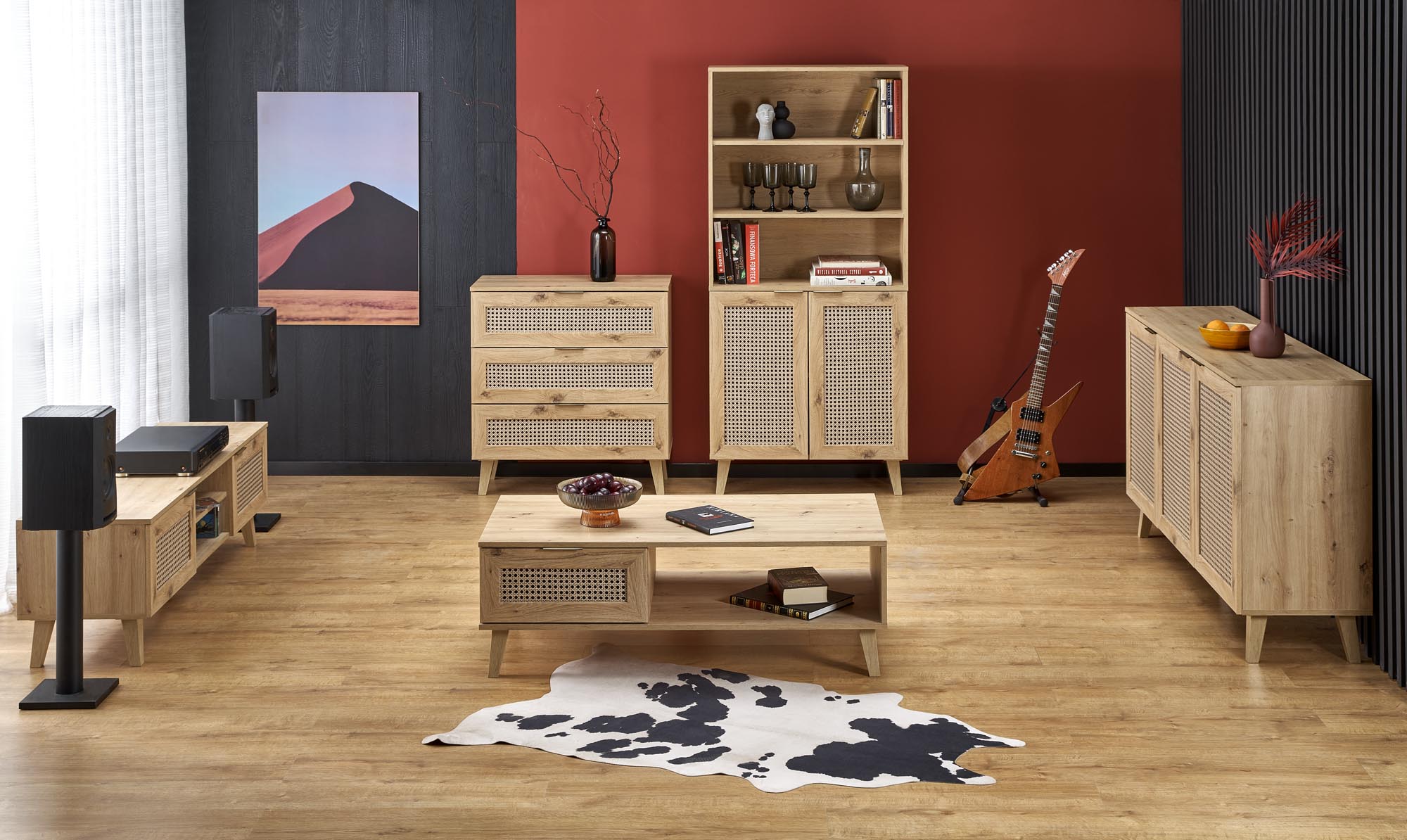 BORNEO SN-1 szafka nocna dąb artisan/czarny - obrazek 4