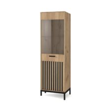 LAMINO W-1 witryna dąb craft/czarny, nogi: czarny