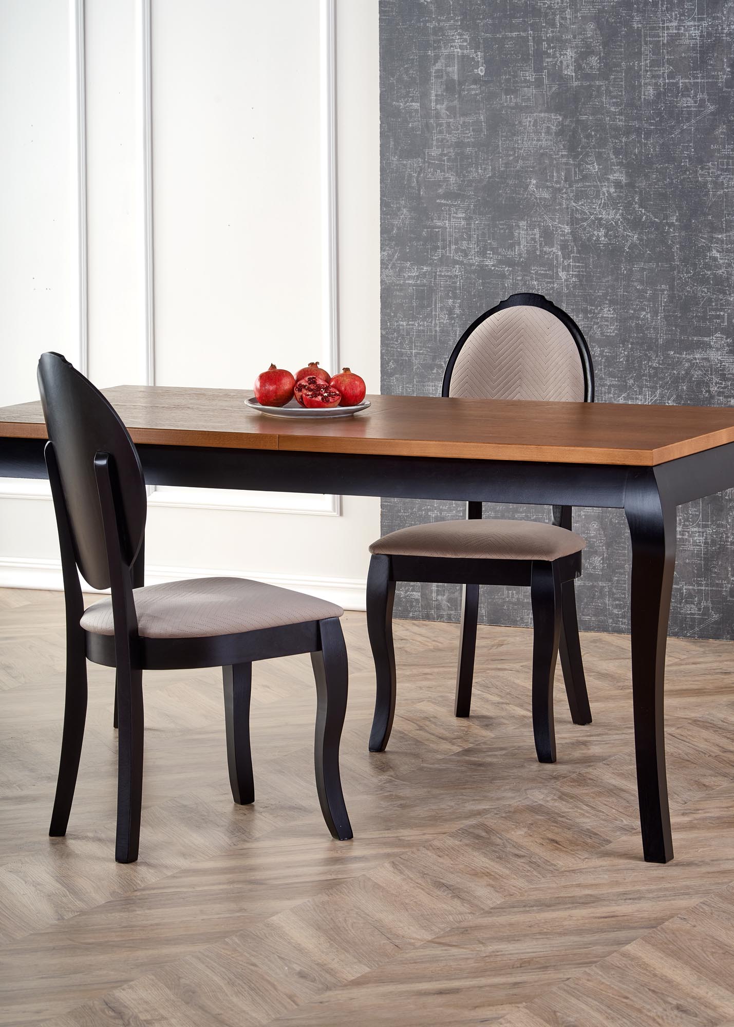 WINDSOR stół rozkładany 160-240x90x76 cm kolor ciemny dąb/czarny - obrazek 7