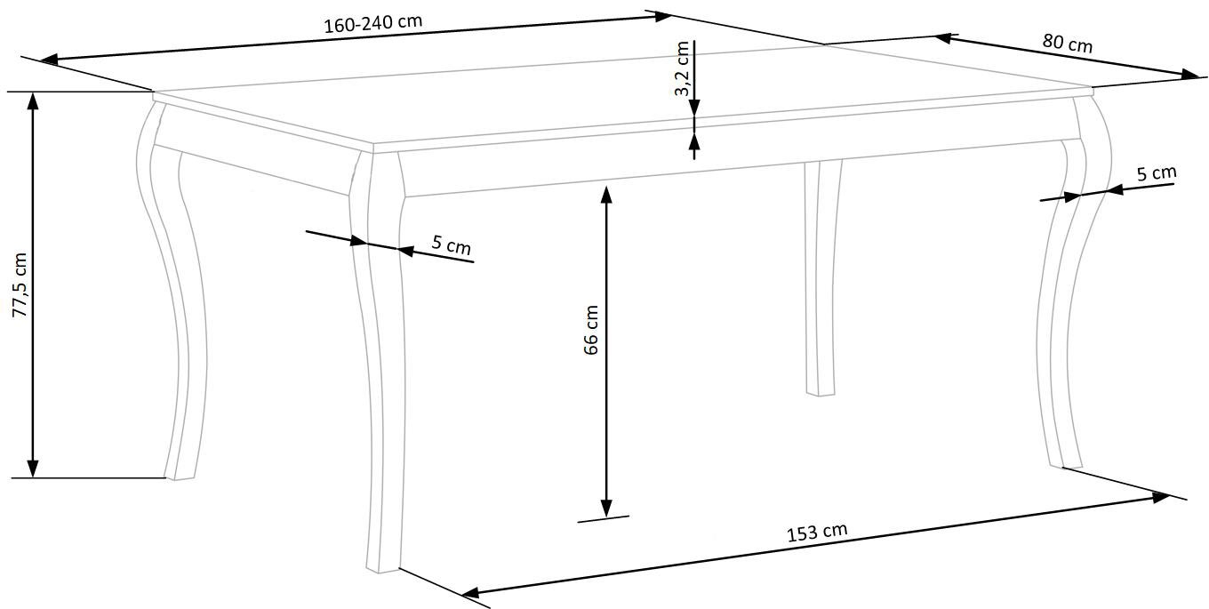 WINDSOR stół rozkładany 160-240x90x76 cm kolor ciemny dąb/czarny - obrazek 11