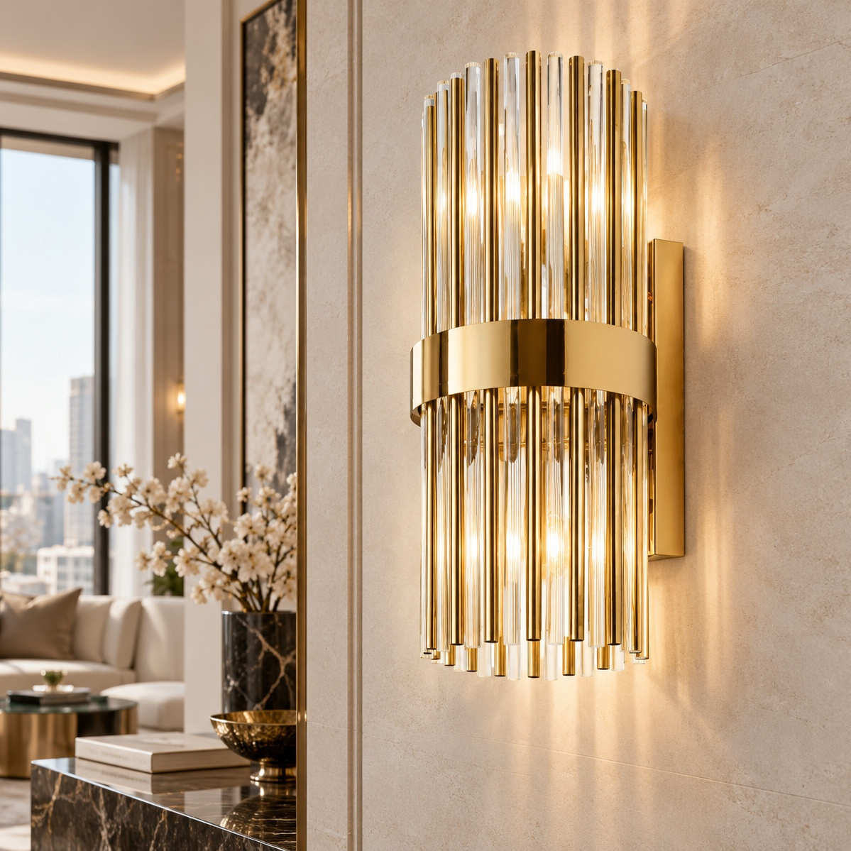 Lampa ścienna LAGO złota 50 cm - obrazek 3