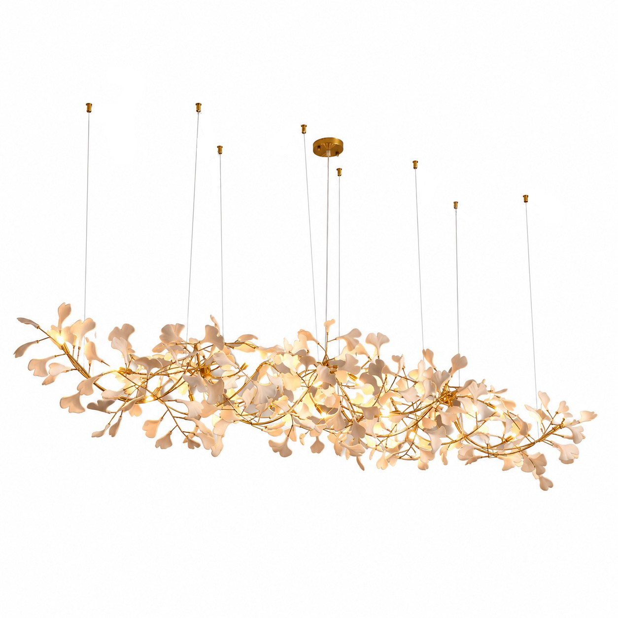Lampa wisząca BOTANIKA GOLD XL 265 cm - złota i biała porcelana, G9 - obrazek 6
