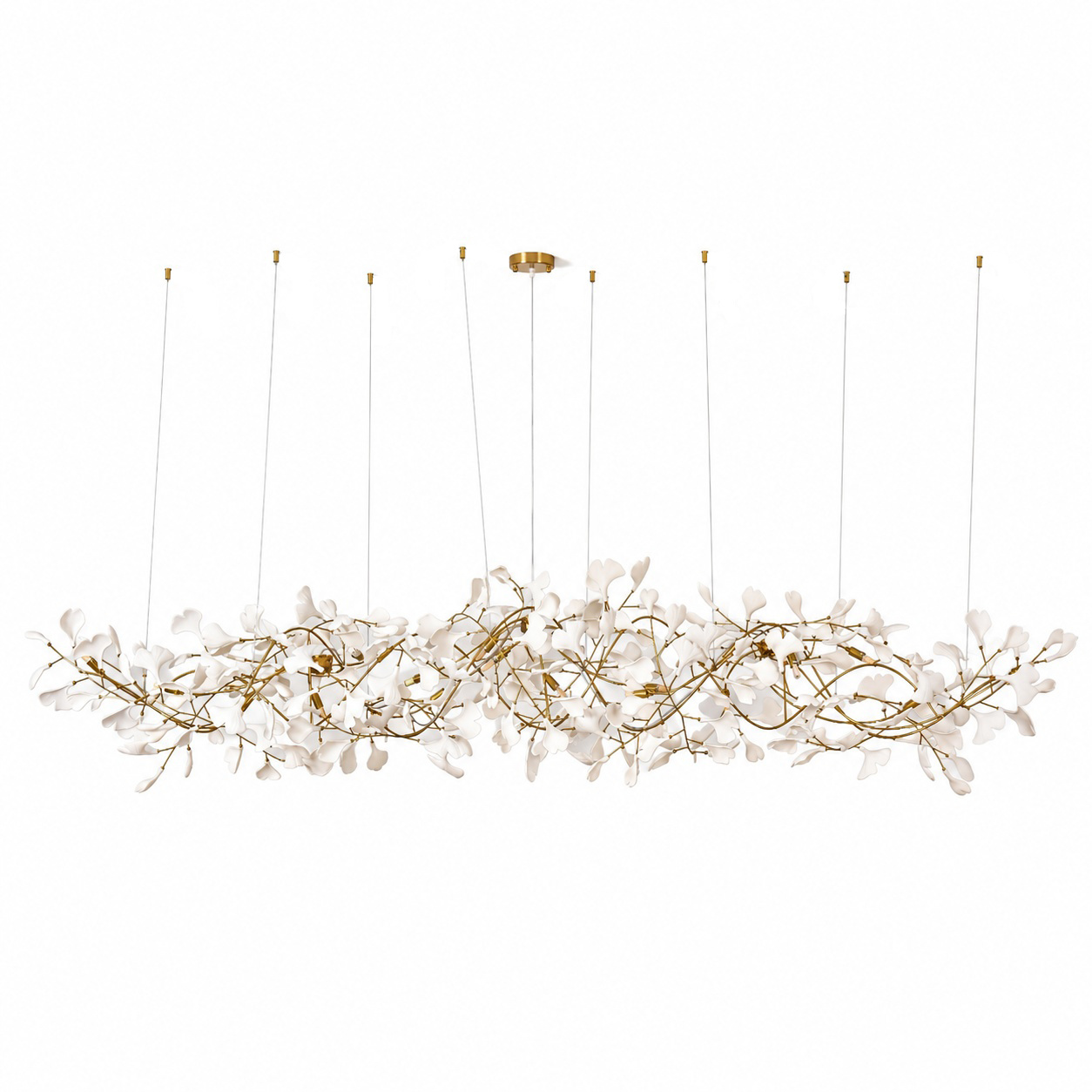 Lampa wisząca BOTANIKA GOLD XL 265 cm - złota i biała porcelana, G9 - obrazek 7