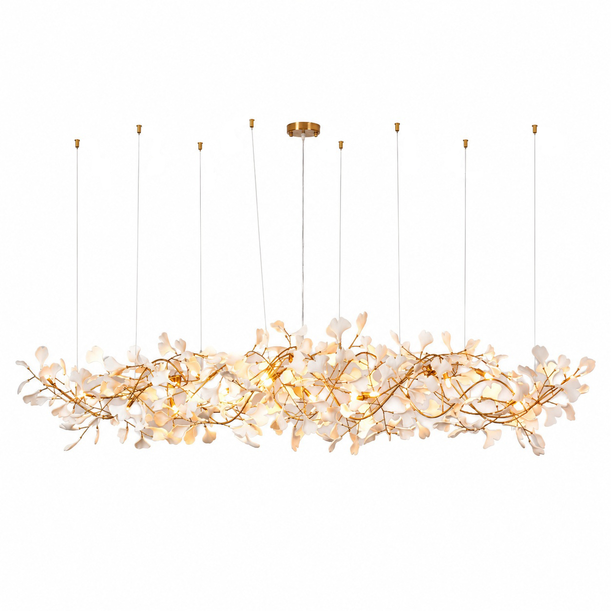 Lampa wisząca BOTANIKA GOLD XL 265 cm - złota i biała porcelana, G9 - obrazek 8